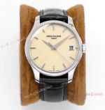 ZF Factory Patek Philippe New Calatrava Swiss 9015 Watch Beige Dial Stainless Steel Case